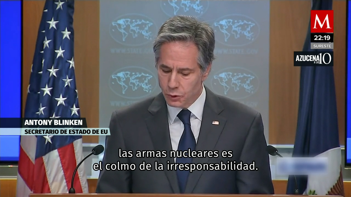 Blinken califica de irresponsable retórica nuclear de Putin