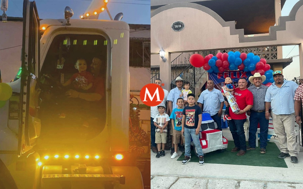 Chóferes se unen a festejo de niño en Nuevo Laredo