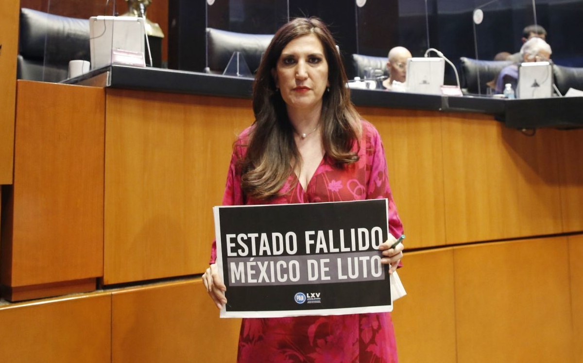 La legisladora panista Kenia López durante una sesión en el Senado. | Cuartoscuro