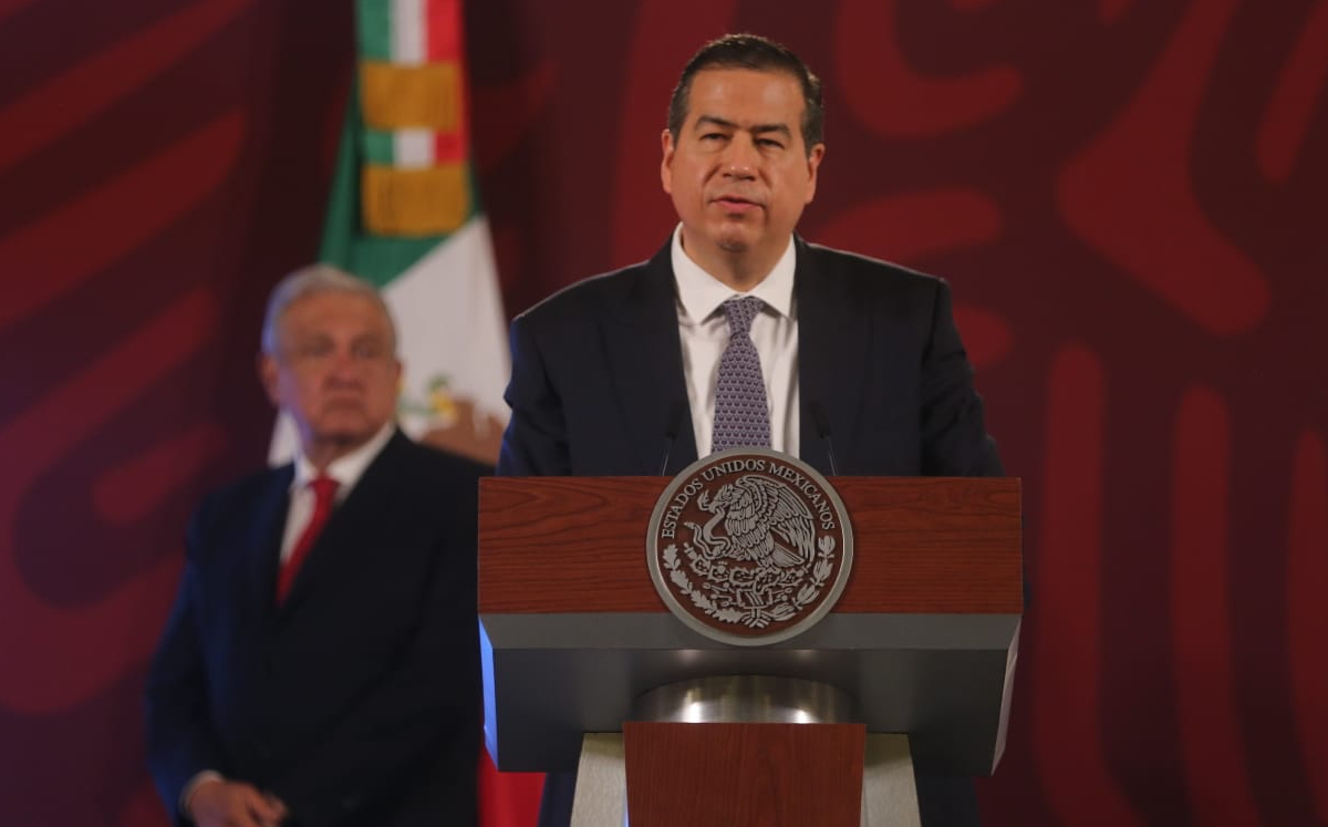 El subsecretario de Seguridad, Ricardo Mejía, durante la conferencia mañanera de hoy. | Javier Ríos