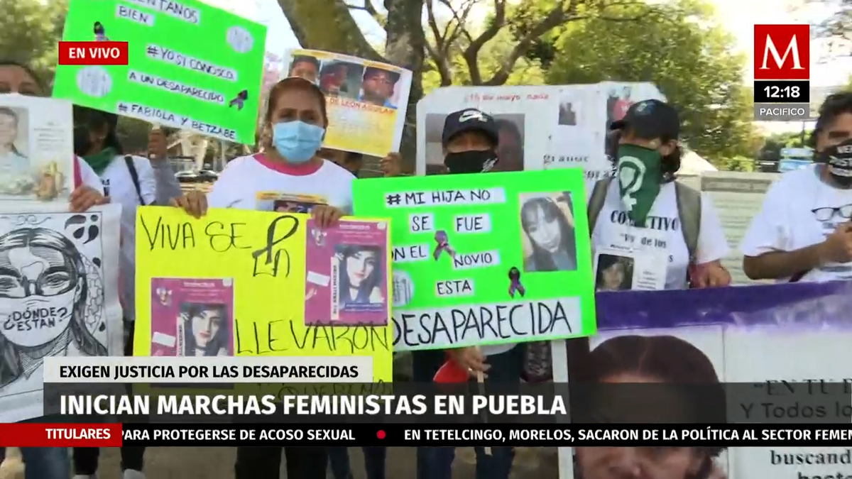 Marchas feministas exigen justicia por las desaparecidas en Puebla
