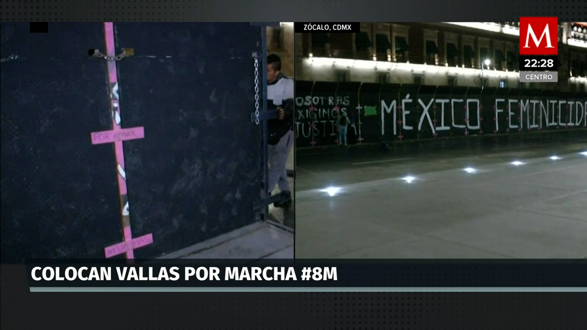 Refuerzan seguridad de Palacio Nacional por marcha del 8M