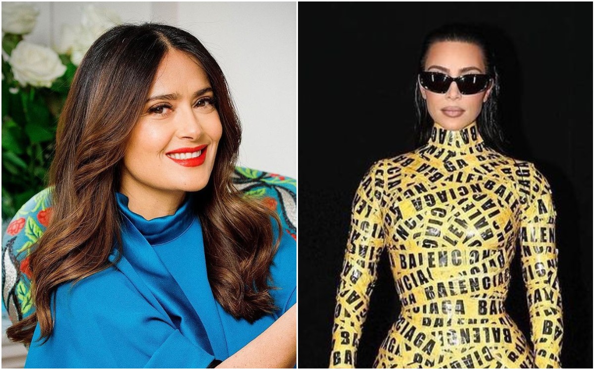 Salma Hayek posa con Kim Kardashian en desfile de Balenciaga (Instagram).