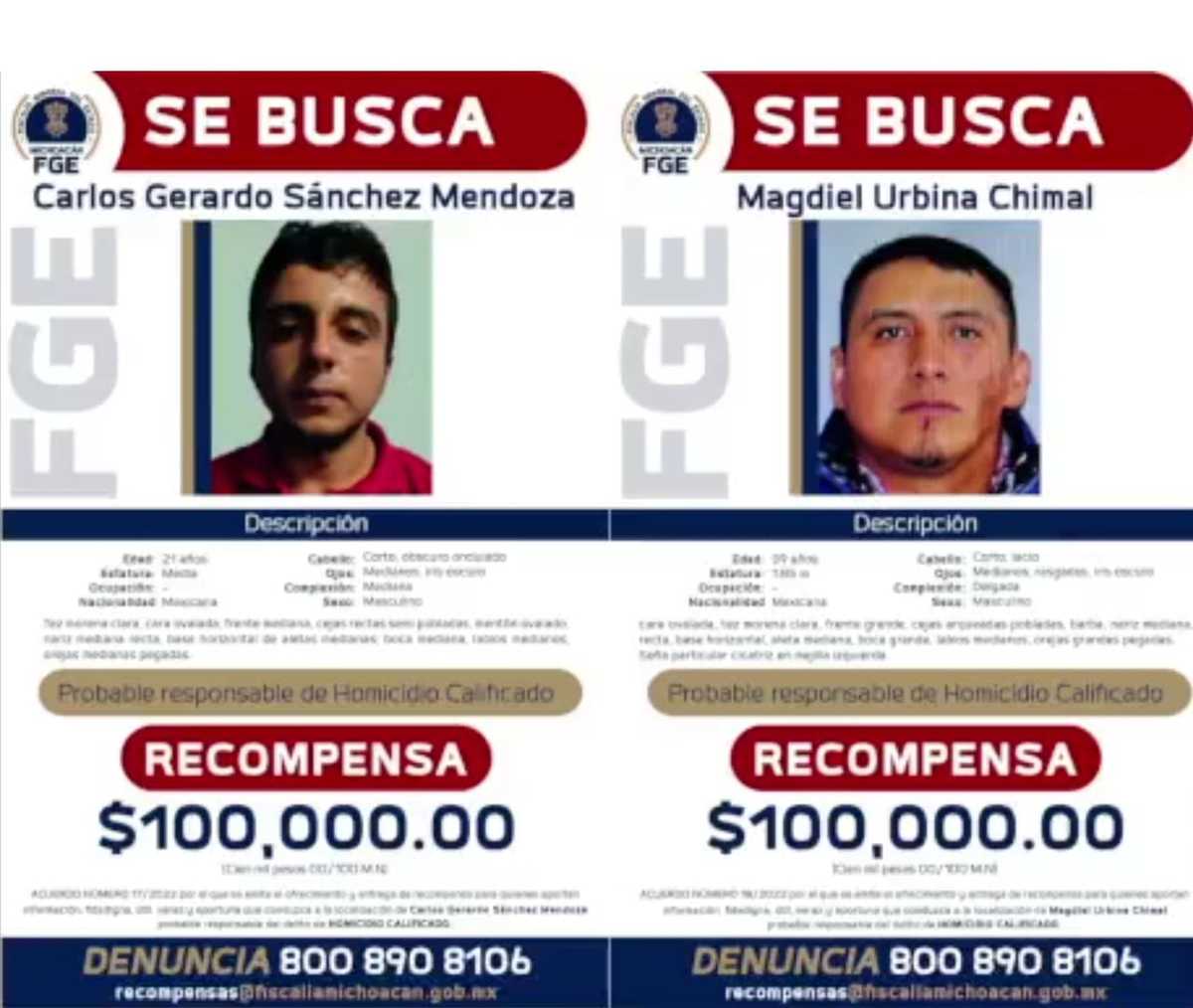 Carlos Gerardo y Magdiel Urbina estarían presuntamente implicados en el asesinato de Armando Linares.  | Especial