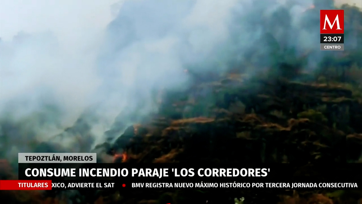 Registran Incendio en Tepoztlan, consume cerro