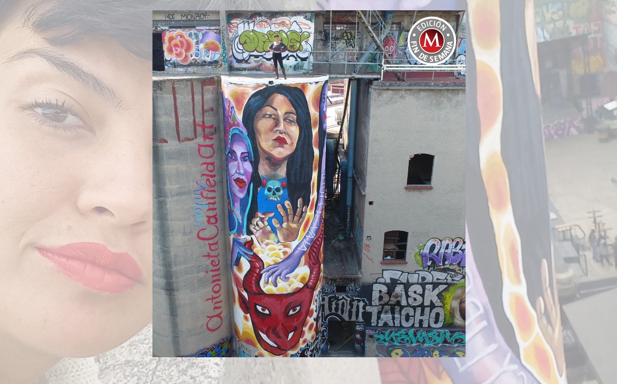 María Antonieta Canfield y su mural. (Cortesía)