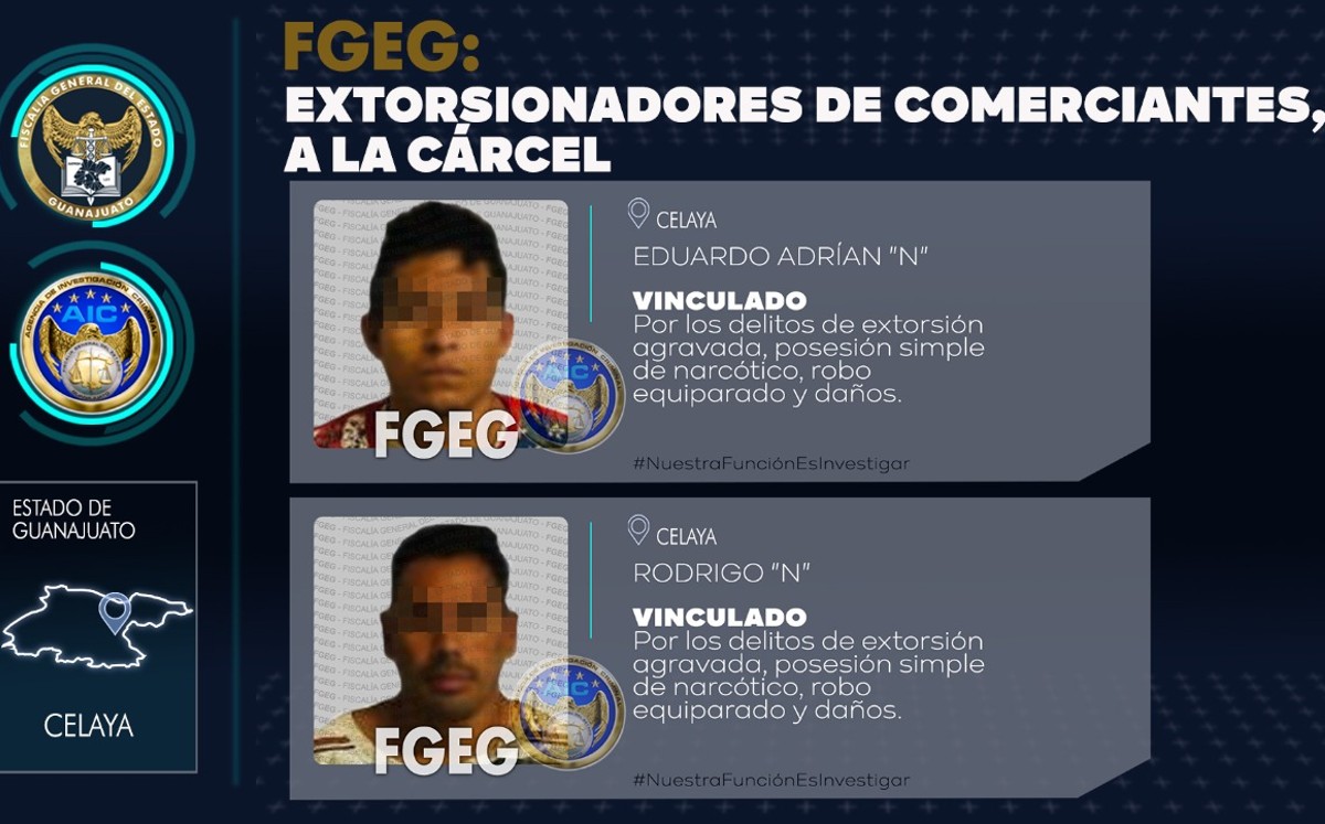 Pareja de extorsionadores es atrapada en Celaya / Foto: Especial