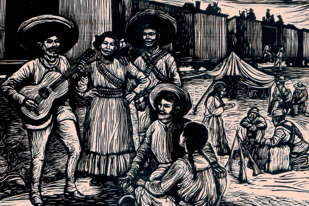 Grabado del libro 'Estampas de la Revolución Mexicana. 85 grabados de los artistas del taller de gráfica popular, 1947'. (Cortesía: Víctor Manuel Me