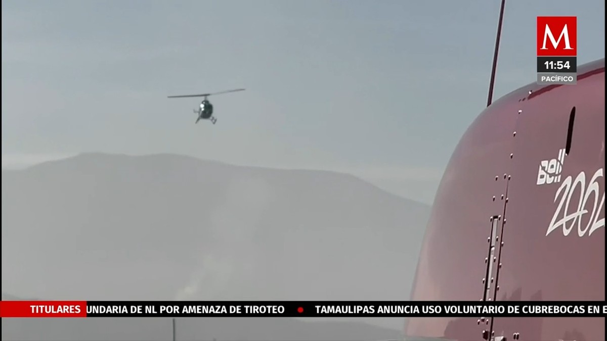 Realizan descargas sobre incendio en Sierra de Santiago