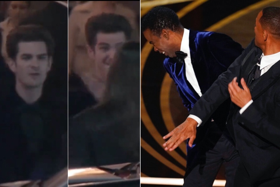 Andrew Garfield es captado imitando la  bofetada de Will Smith a Chris Rock. / Especial.