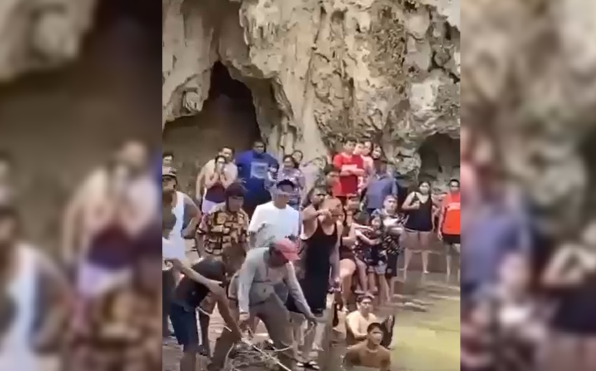 Asistente trataron de salvarlos utilizando una cuerda para sacarlos.