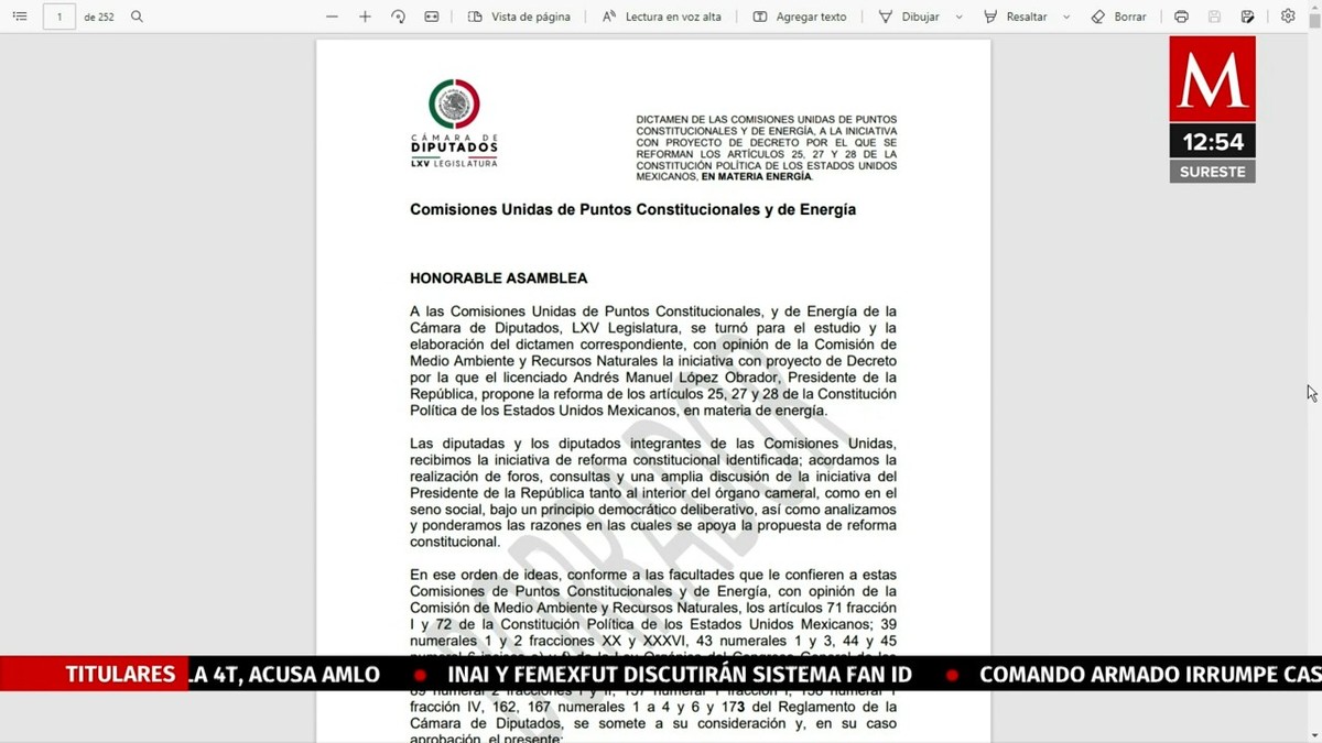 Diputados publican dictamen de Reforma eléctrica