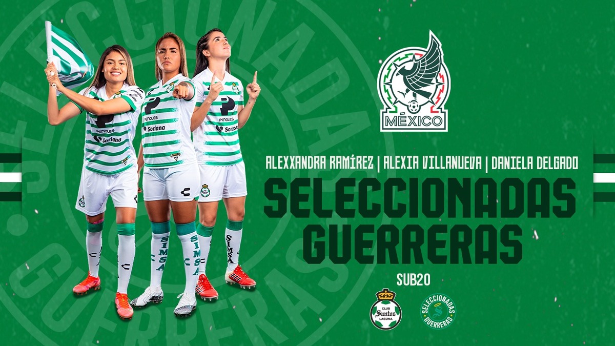 Daniela Delgado, Alexxandra Ramírez y Alexia Villanueva. (@ClubSantosFem)