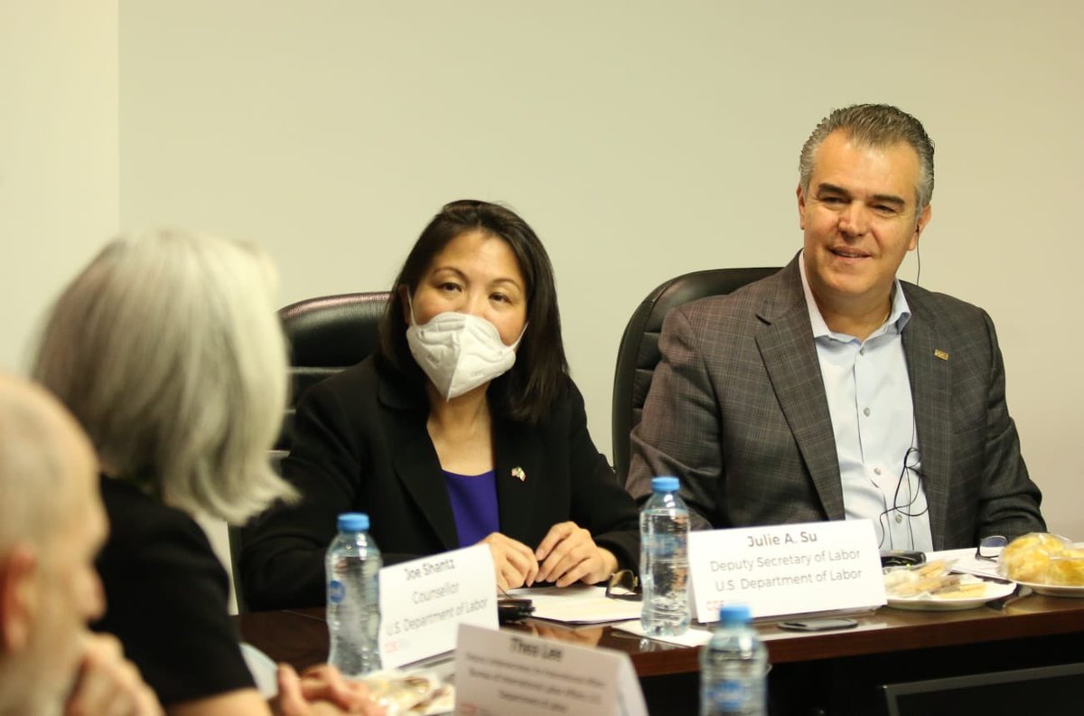 Francisco Cervantes Díaz, presidente del CCE y Julie A. Su, Subsecretaria del Departamento de Trabajo de Estados Unidos. Foto: Eduardo De la Rosa