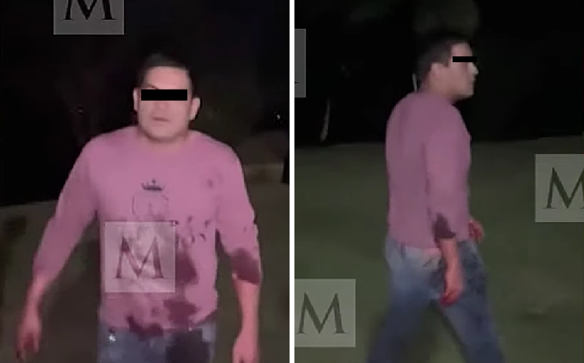 Mauricio 'N' fue captado con posibles manchas de sangre. | MILENIO Televisión