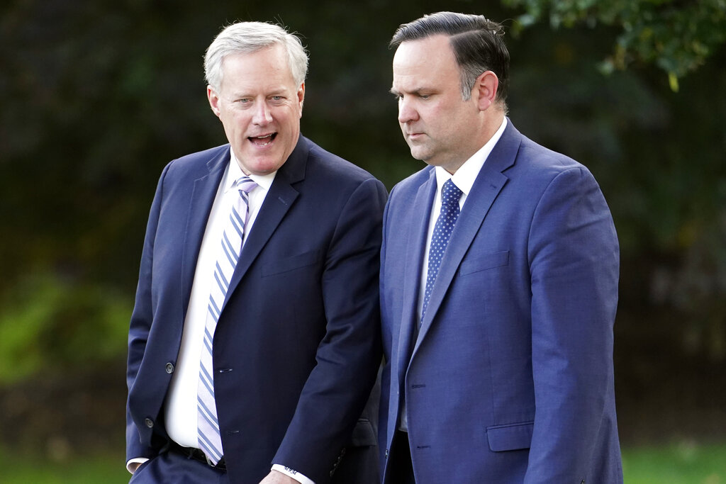 Dan Scavino (der.) junto al ex asesor de Seguridad de Trump, Mark Meadows. (AFP)