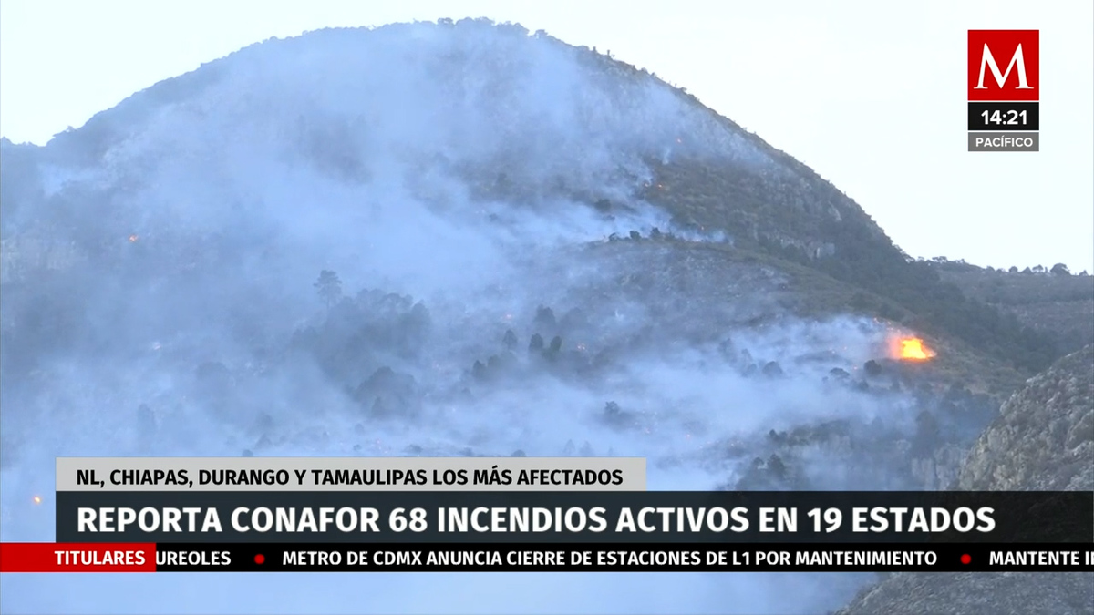 Conafor reporta 68 incendios activos en 19 estados