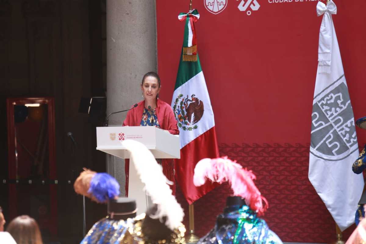 Claudia Sheinbuam, jefa de Gobierno de CdMx, durante una conferencia este 8 de abril. (Juan Carlos Bautista)