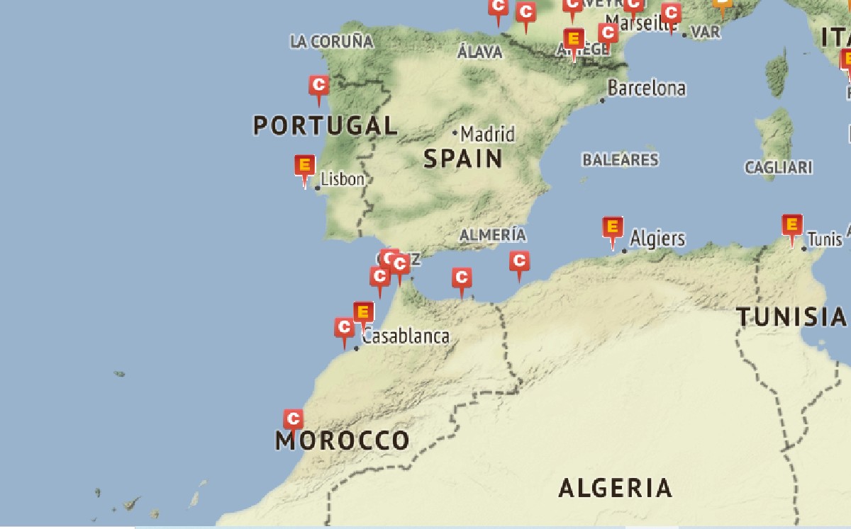 Mapa de Embajadas y Consulados. (Captura)