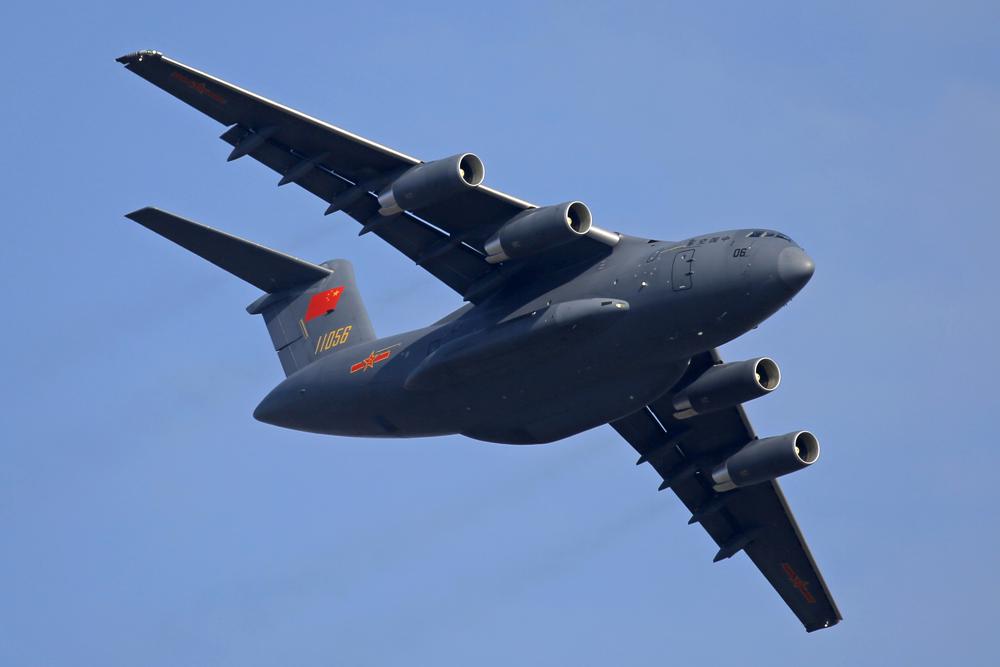 Avión de transporte Y-20 de la Fuerza Aérea del Ejército Popular de Liberación de China. (AP)