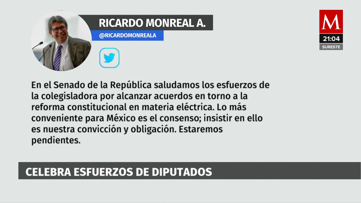 Monreal celebra esfuerzos de San Lázaro para avalar reforma eléctrica