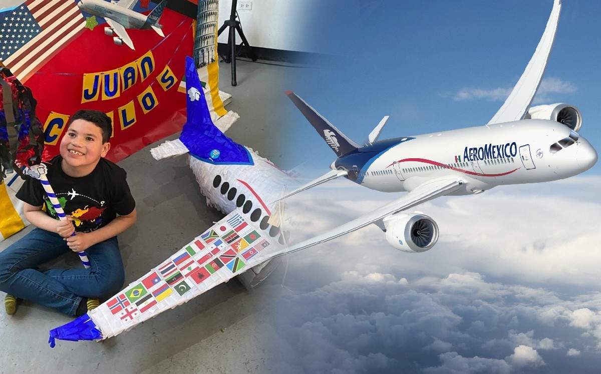 Niño celebra cumpleaños con temática de Aeroméxico