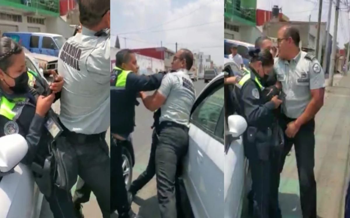 Elemento de la Guardia Nacional golpeó a agentes de Tránsito para evitar multa en Puebla| Especial