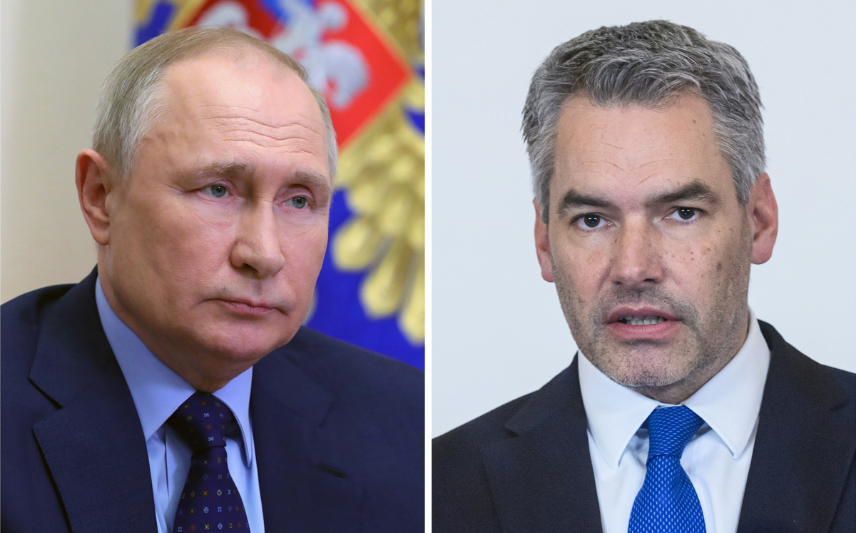 Vladimir Putin y Karl Nehammer previo a conversación. | EFE