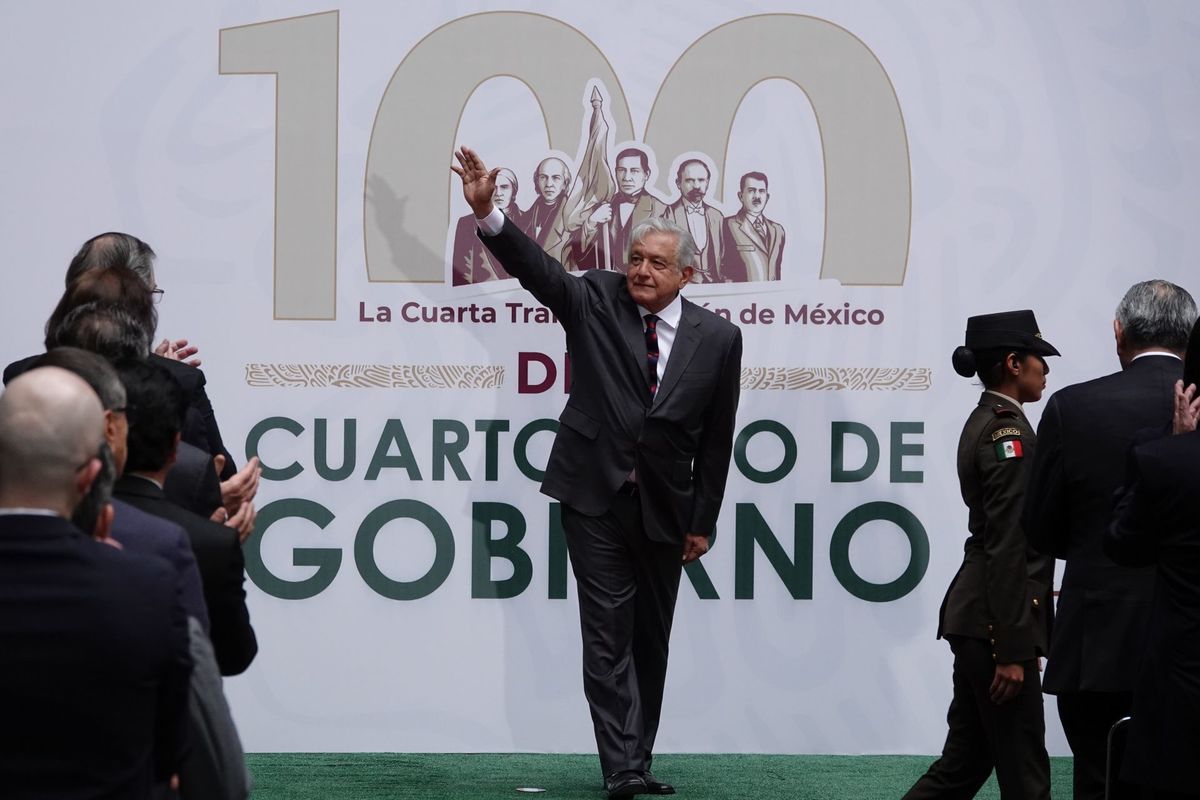 Andrés Manuel López Obrador durante el mensaje por los 100 días de su cuarto año de gobierno. (Cuartoscuro)