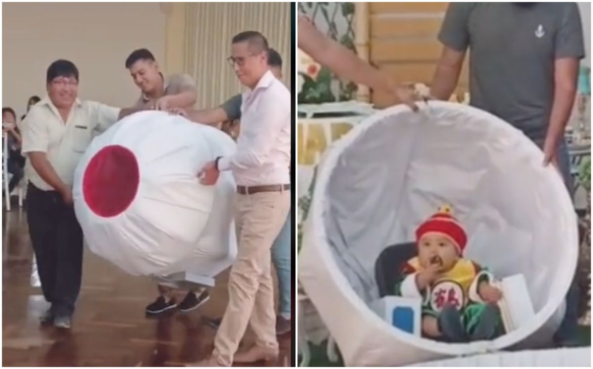 Niño llega en capsula saiyajin a su cumpleaños