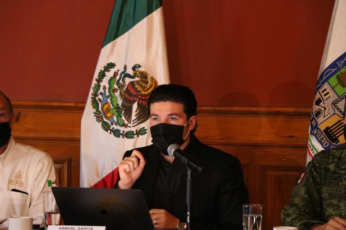 Samuel García, gobernador de Nuevo León, en rueda de prensa. Foto: Raúl Palacios