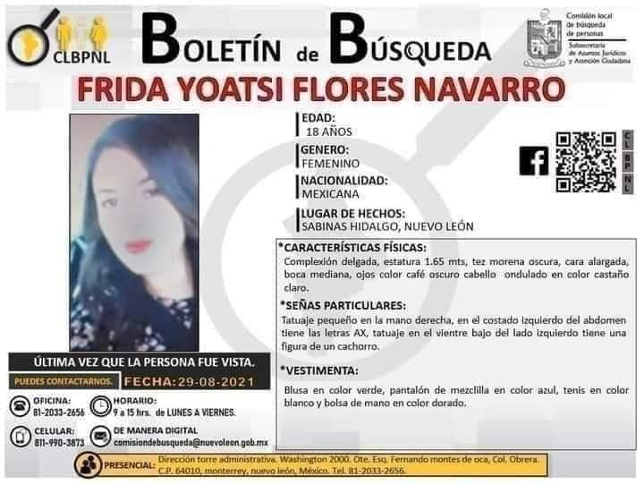 Frida lleva 33 semanas desaparecida. Foto: Especial
