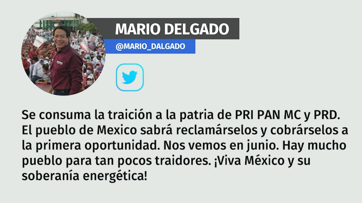 Políticos reaccionan en Twitter tras rechazo a reforma eléctrica