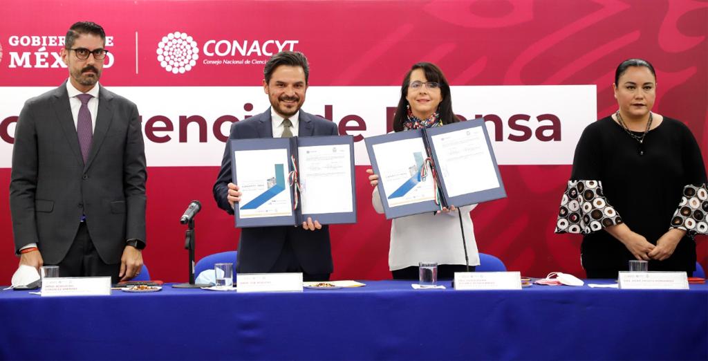 Director del IMSS, Zoé Robledo, y directora del Conacyt, María Elena Álvarez-Buylla. (Twitter @Tu_IMSS)