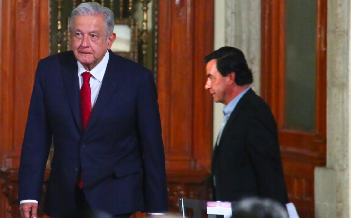 El Presidente llegando a su conferecnia mañanera de hoy en Palacio Nacional. | Ariel Ojeda