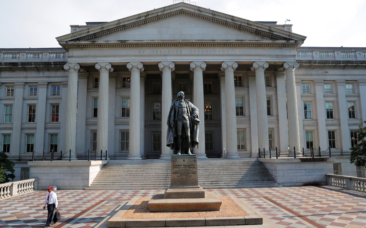 Sede del Departamento del Tesoro de Estados Unidos en Washington DC. Agosto de 2018. Foto: (Reuters)