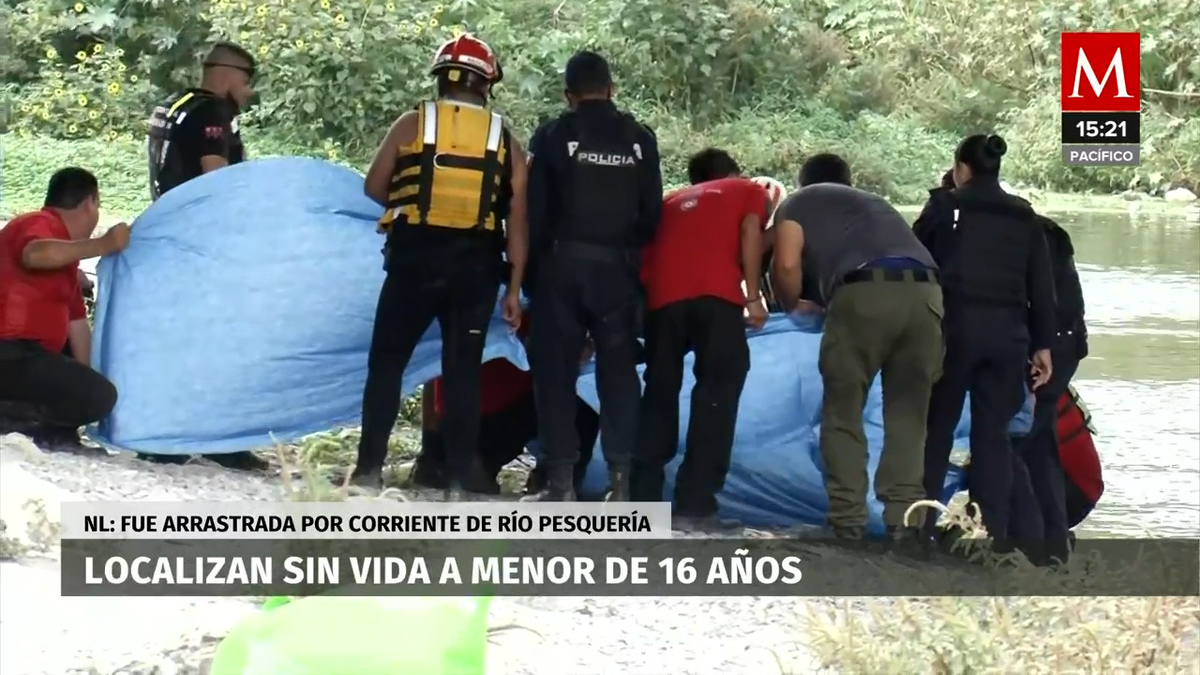 Joven mujer es arrastrada por corriente del río Pesquería