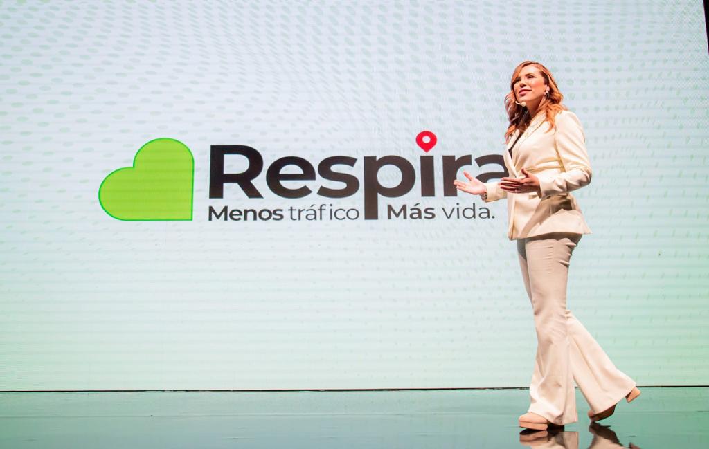 Marina del Pilar Avila, gobernadora de Baja California, presentando el programa Respira. (Especial)