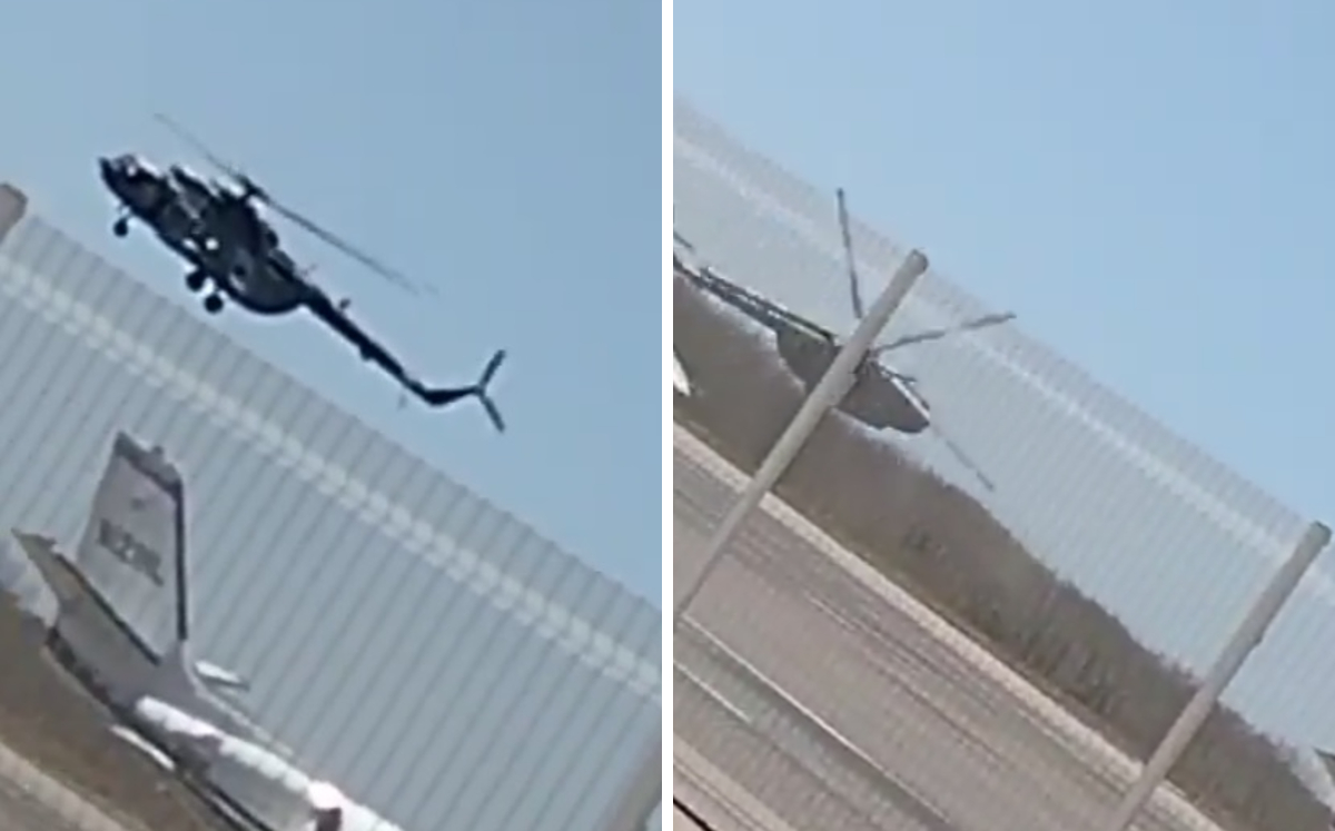 El helicóptero se desplomó afuera de la pista del aeropuerto. | Twitter