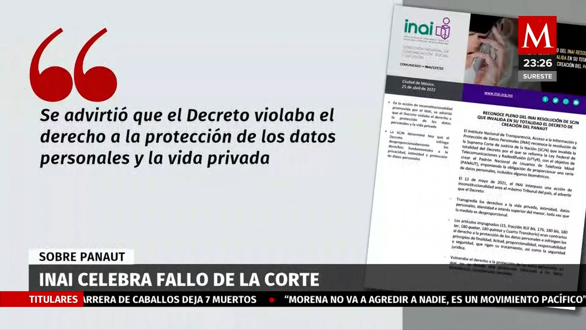 INAI celebra fallo de la Corte sobre Panaut