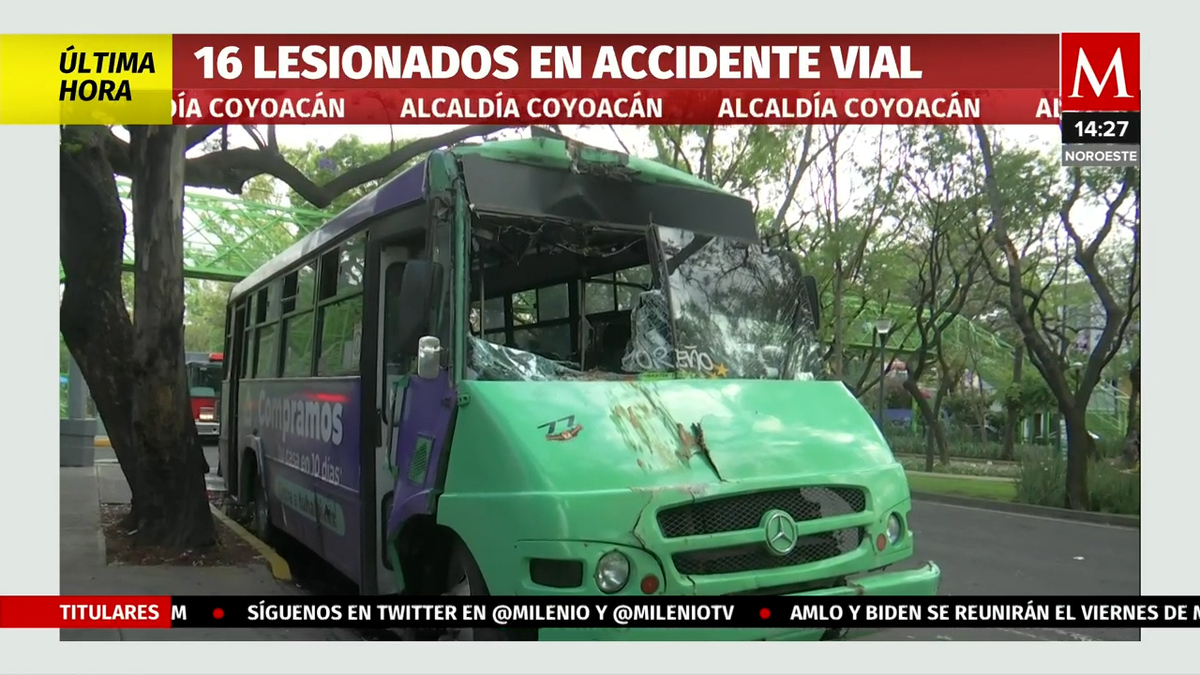 Transporte público choca contra árbol en Coyoacán; hay lesionados