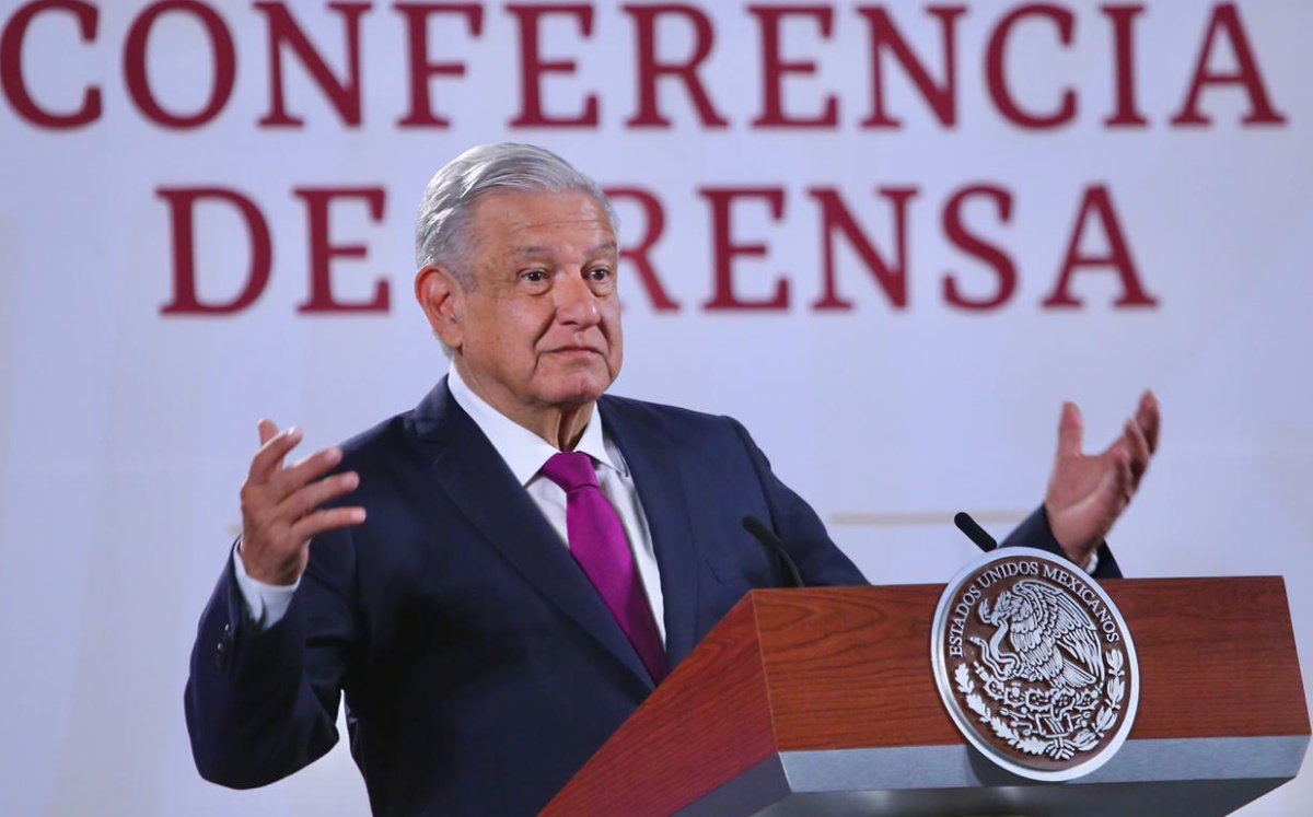 andrés Manuel López Obrador , presidente de México, durante conferencia matutina en Palacio Nacional. Foto: Ariel Ojeda