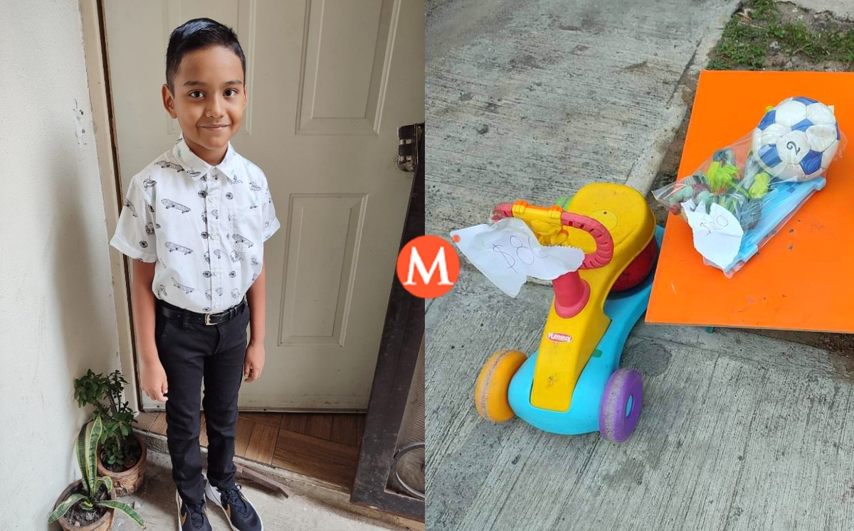 Niño vende sus juguetes para comprar un bicicleta por el Día del Niño