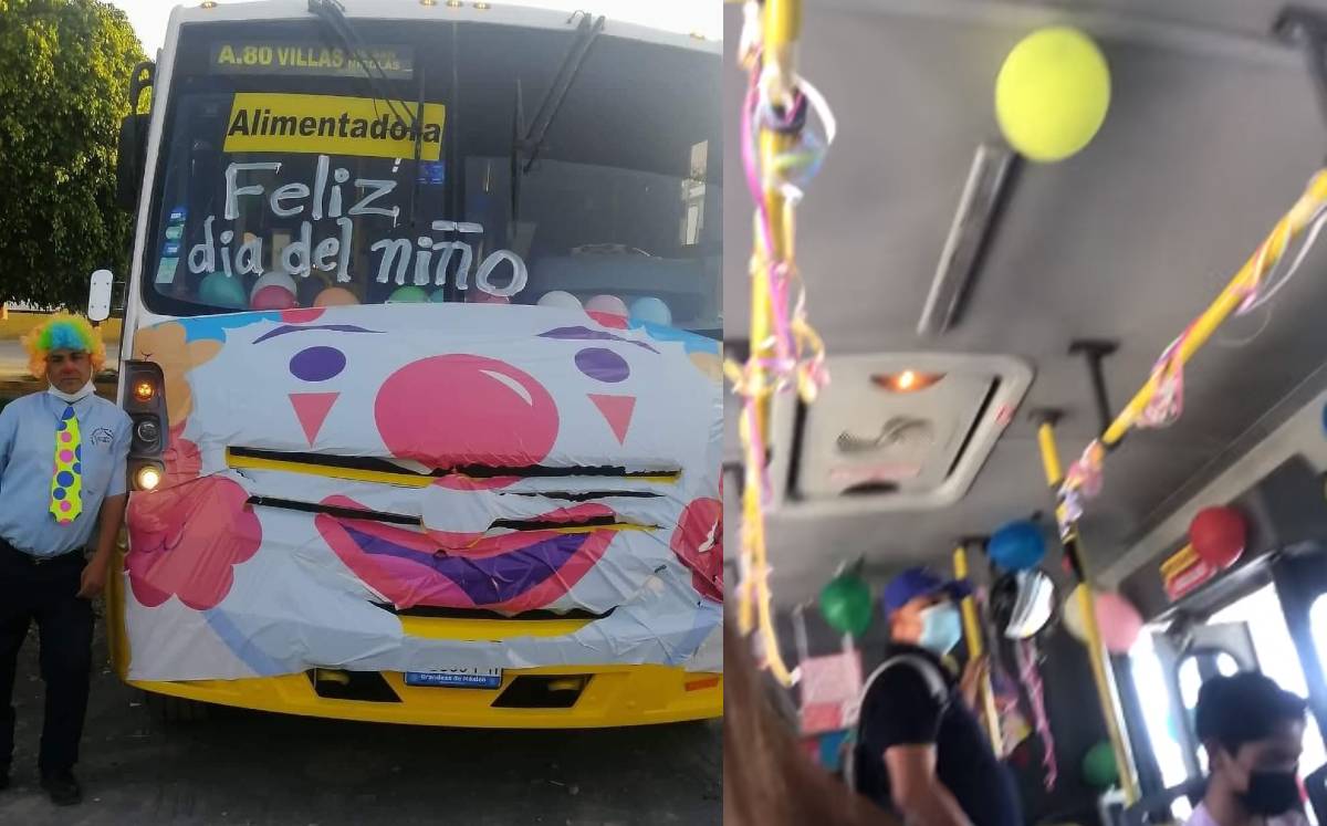 El conductor del camión se disfrazó de payaso.-