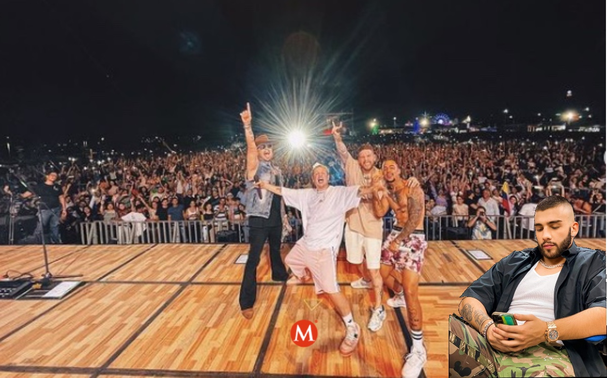 Piso 21 manda mensaje a Manuel Turizo en concierto en Feria de Tampico. (Especial)