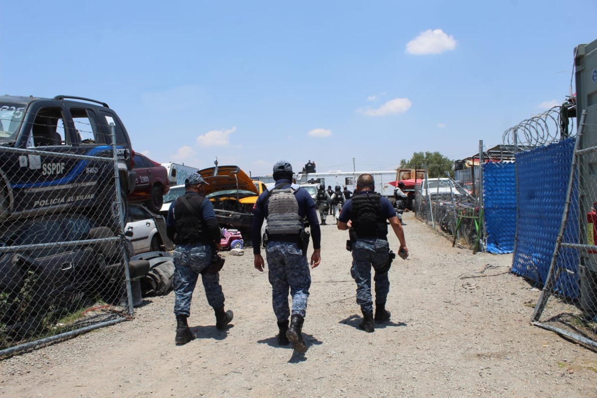 Durante el fin de semana se desplegó un operativo en deshuesaderos de Tizayuca (Cortesía)