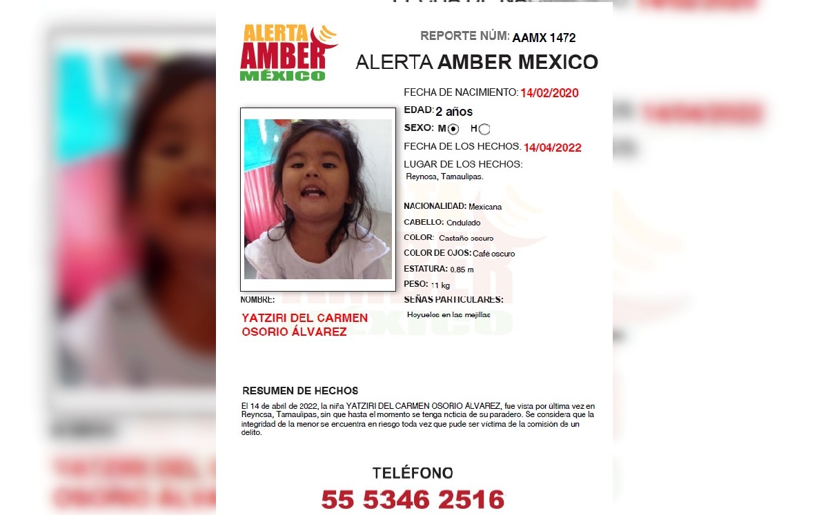 Yatziri del Carmen Osorio Álvarez está desaparecida desde el 14 de abril