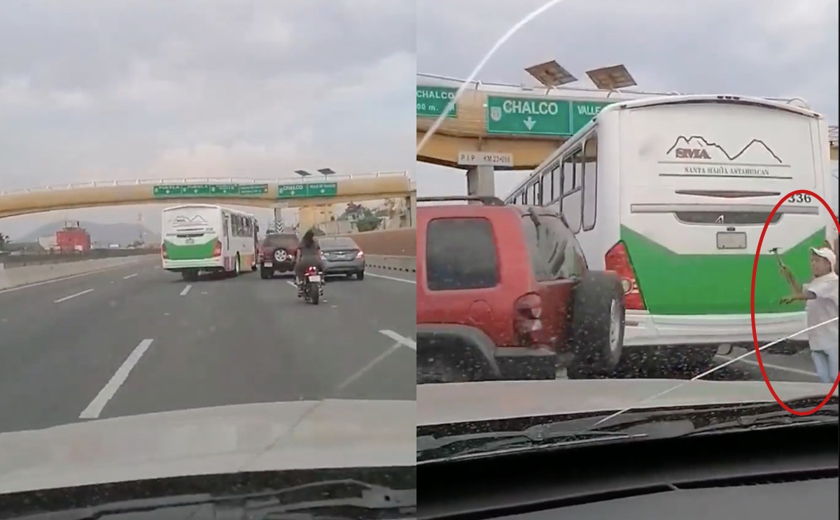 El automovilista realizó una maniobra y logró esquivar a los transportistas.
