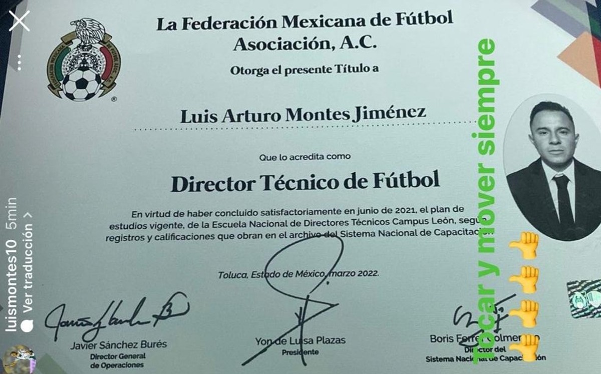 El futbolista Luis “Chapo” Montes se titula como director técnico