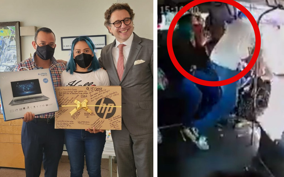 Joven que fue asaltada en la México-Pachuca y que suplicó por tarea recibe laptop. | ESPECIAL